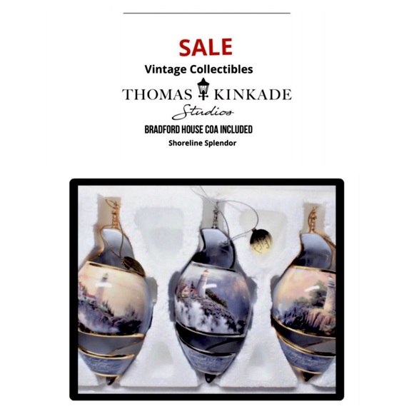 Set of 3 Vintage Thomas Kinkade’s “SHORELINE SPLENDOR “ Collectible New - Picture 2 of 13